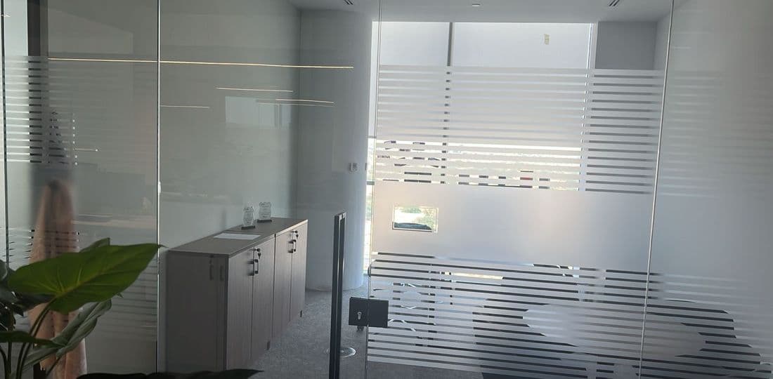 Frosted glass entrance detail